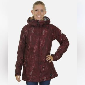 Nike SB Lustre Print Snowboarding Jacket Burgundy Bright Mango Women’s Small 3-5